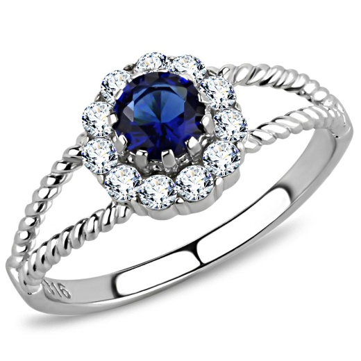 Alamode Tk3427 - High Polished Stainless Steel Ring with Synthetic Glass in Montana
