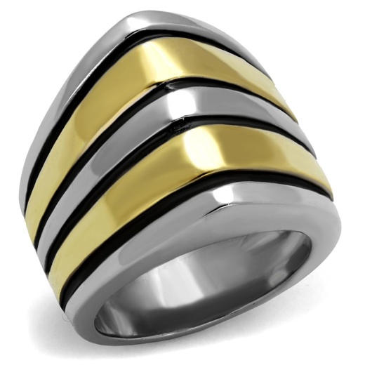 Alamode Tk2367 - Two-Tone IP Gold (Ion Plating) Stainless Steel Ring with Epoxy in Jet