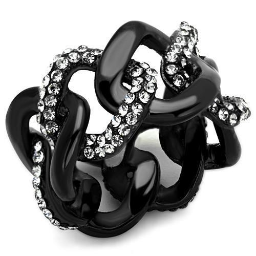 Tk1731 - Ip Black Stainless Steel Ring with Top Grade Crystal in Black Diamond
