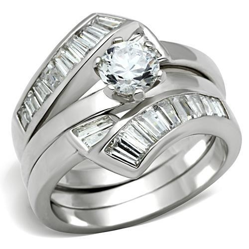 Alamode SS025 - Sterling Silver Ring with AAA Grade CZ in Clear