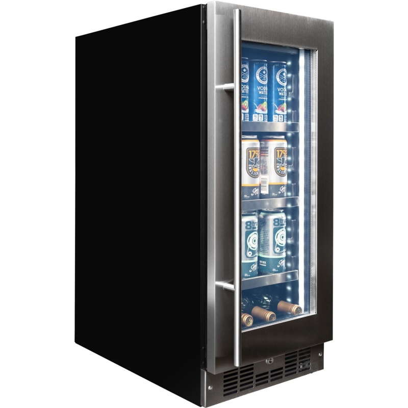 Silhouette Integrated Beverage Center, Holds 7 Bottles Of Wine & 66 Cans - Black/Stainless