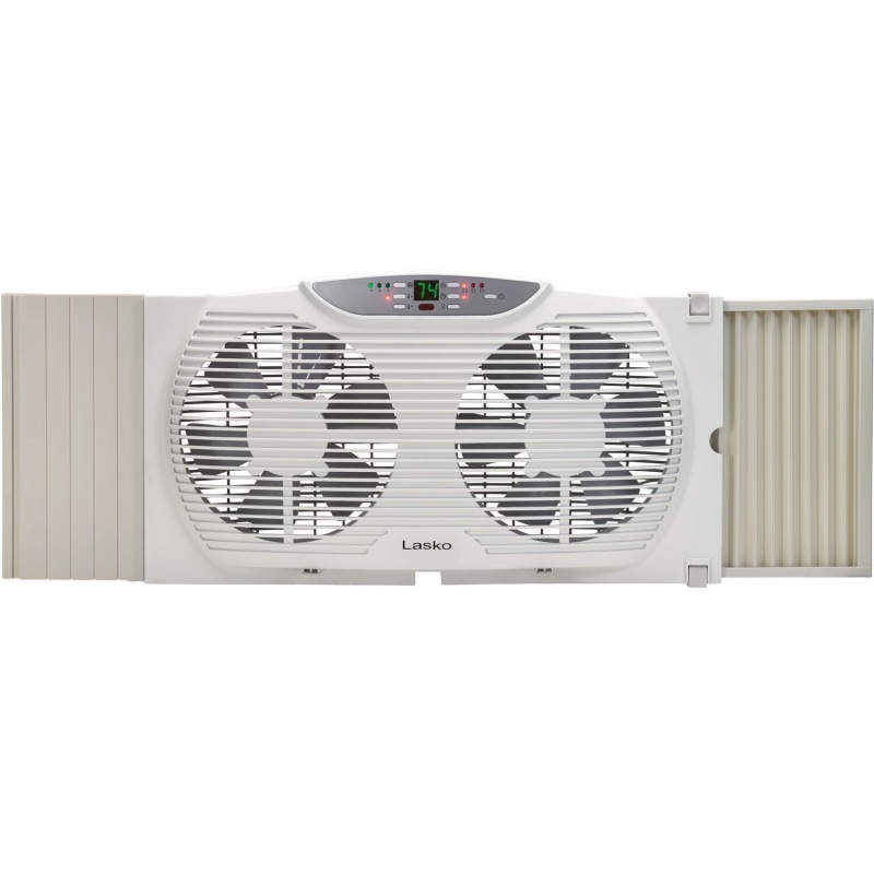 9" Electically Reversible Twin Window Fan With Thermostat