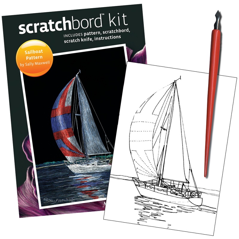 Scratchbord Kit - Sailboat-Midnight Sail