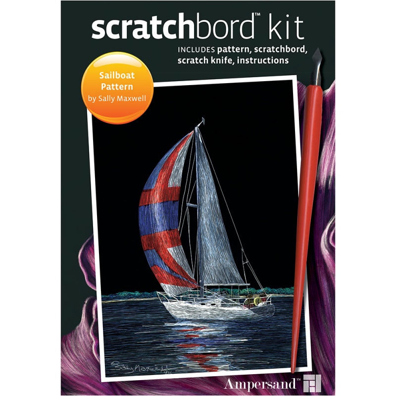Scratchbord Kit - Sailboat-Midnight Sail