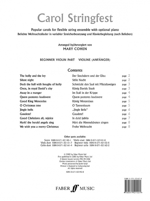 Carol Stringfest Part(S) for Violin - Faber Edition