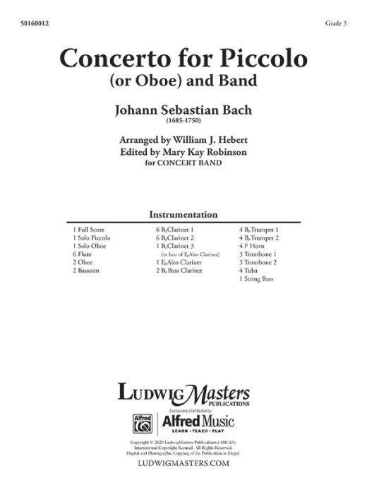 Concerto For Piccolo Or Oboe And Score