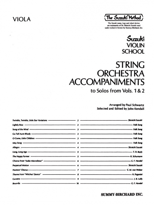 String Orchestra Accompaniments to Solos from Volumes 1 & 2 Book