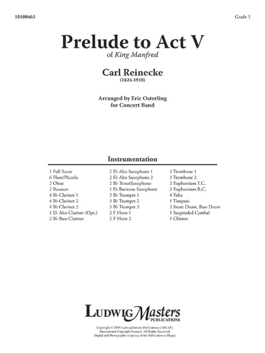 King Manfred: Prelude To Act V Full Score