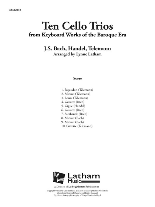 10 Cello Trios Conductor Score - Latham Music - LudwigMasters