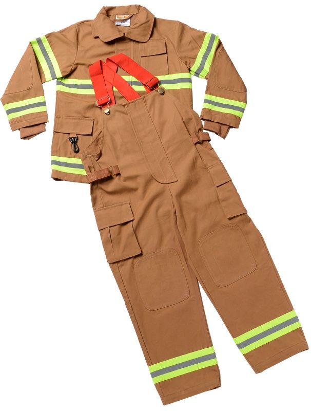 Firefighter Suit Size 6/8 - 48-62 Lbs, Height 42-50" Tan