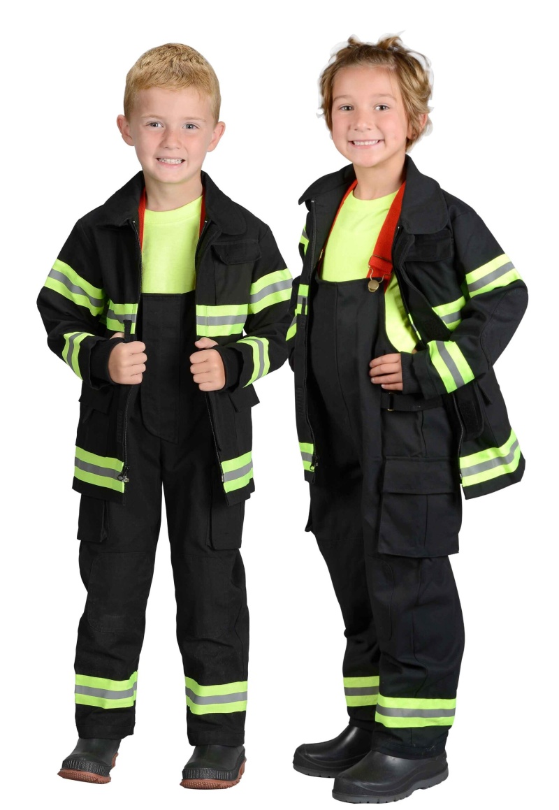 Firefighter Suit Size 4/6 - 32-50 Lbs, Height 35-44" Black