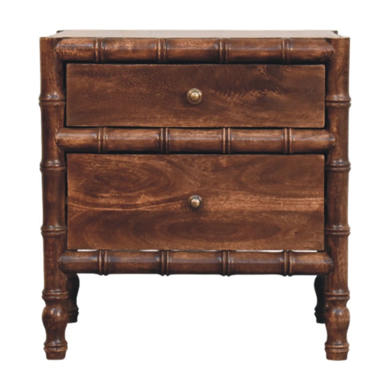 Bamboo Frame Nightstand In Roasted Almond
