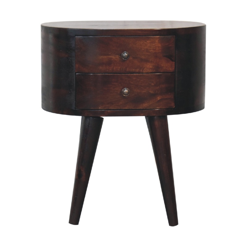 Walnut Rounded Nightstand Table
