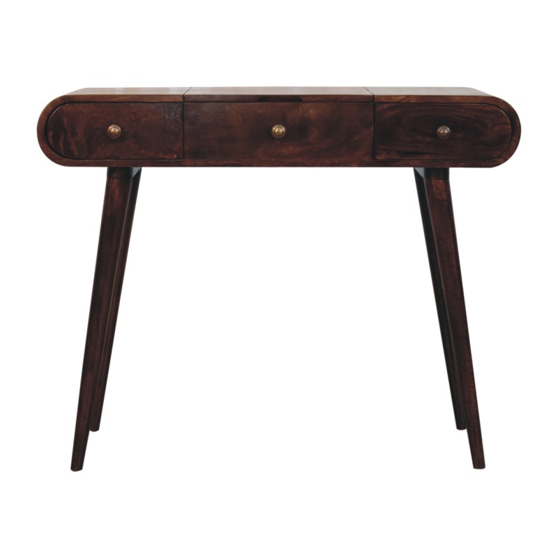 California Walnut Dressing Table With Foldable Mirror
