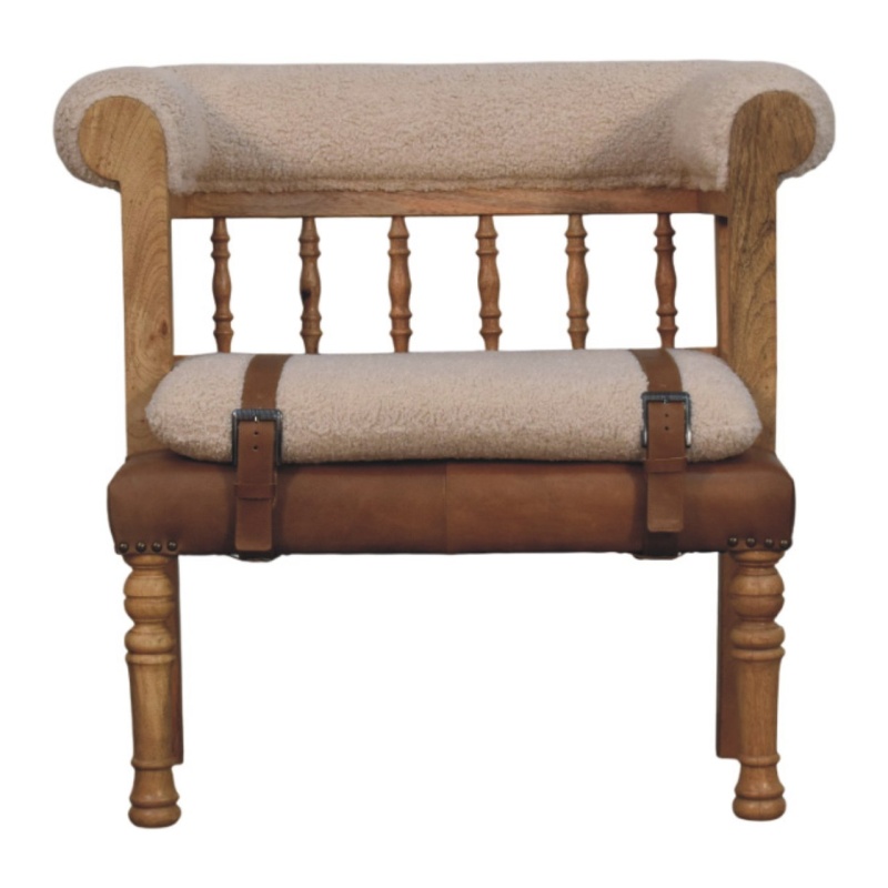 Strapped Hallway Boucle Bench