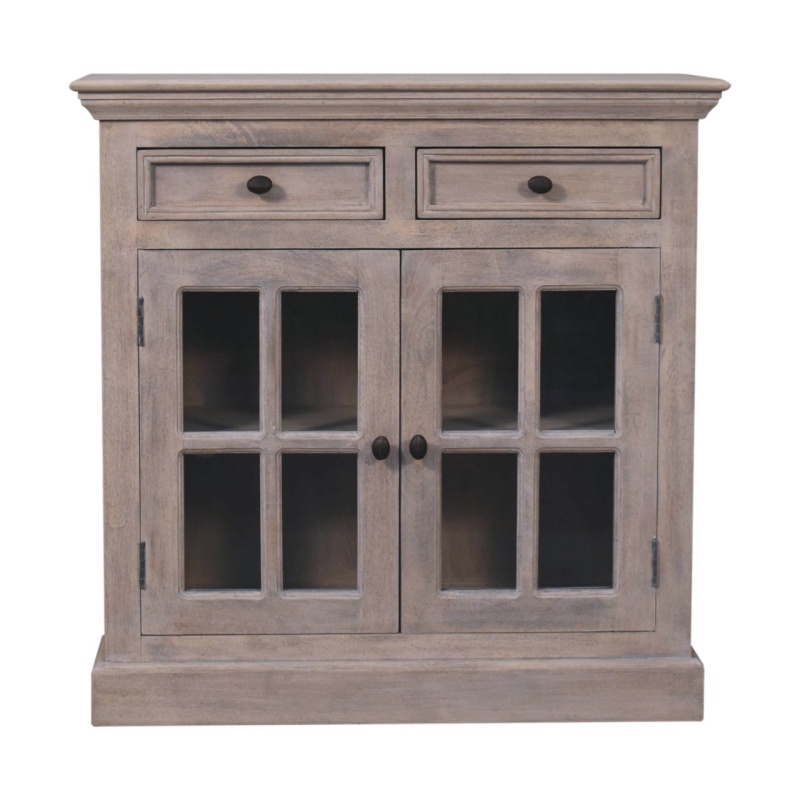 Stone Finish Cabinet With Glazed Doors
