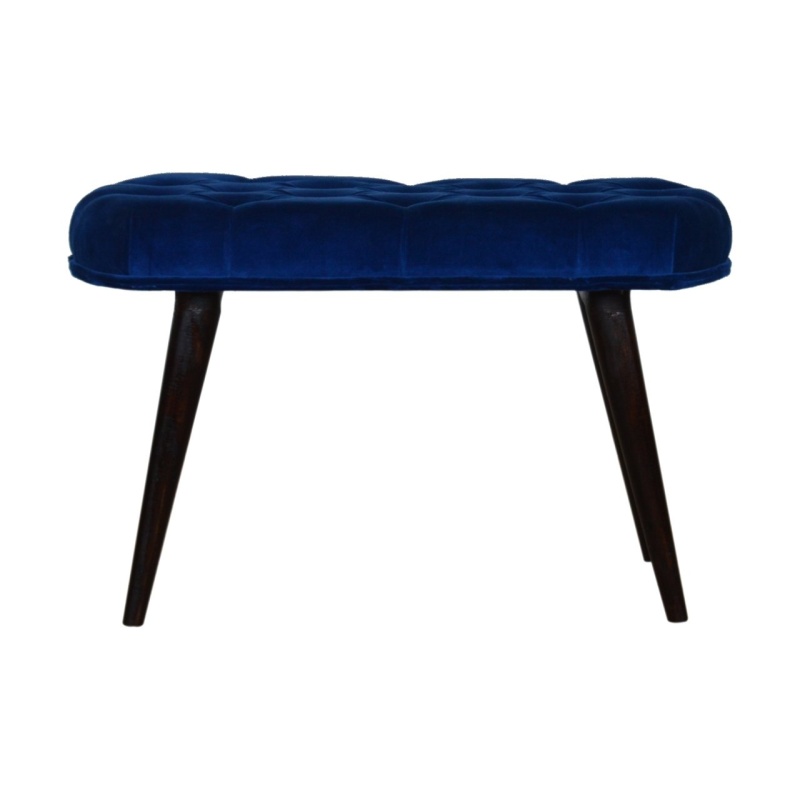 Royal Blue Velvet Button Bench