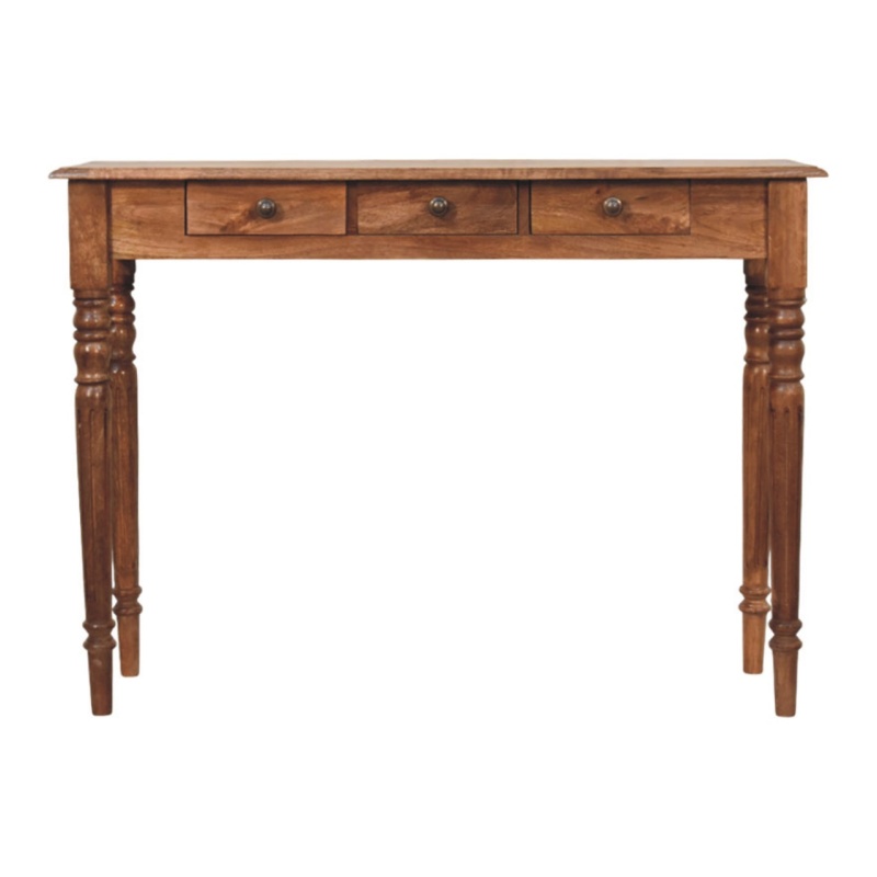 Three Drawer Console With Turned Legs