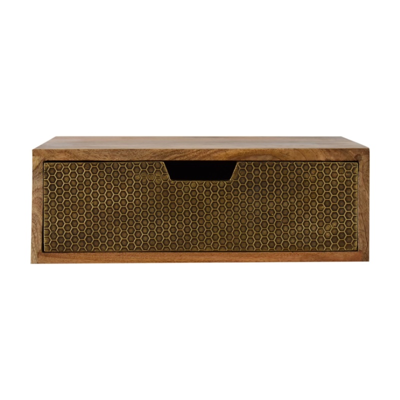 Floating Honeycomb Brass Nightstand