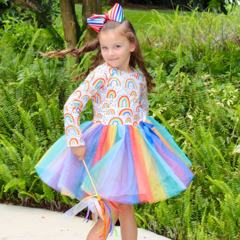 Al Limited Girls Boutique Ombre Rainbow Mesh Tulle Party Dress