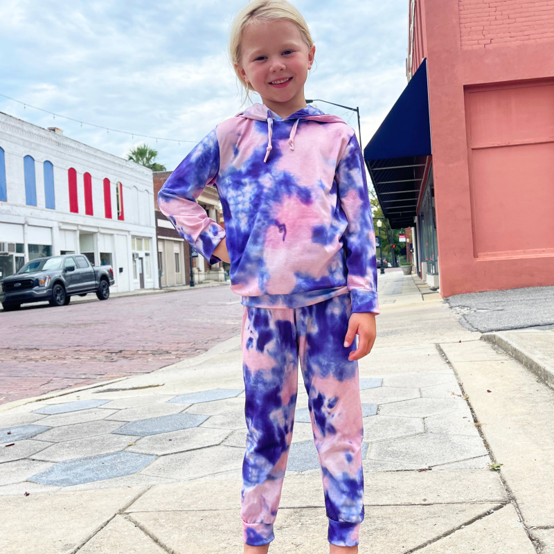 Girls Boutique Purple Tie Dye Hoodie & Joggers Sweatsuit Loungewear