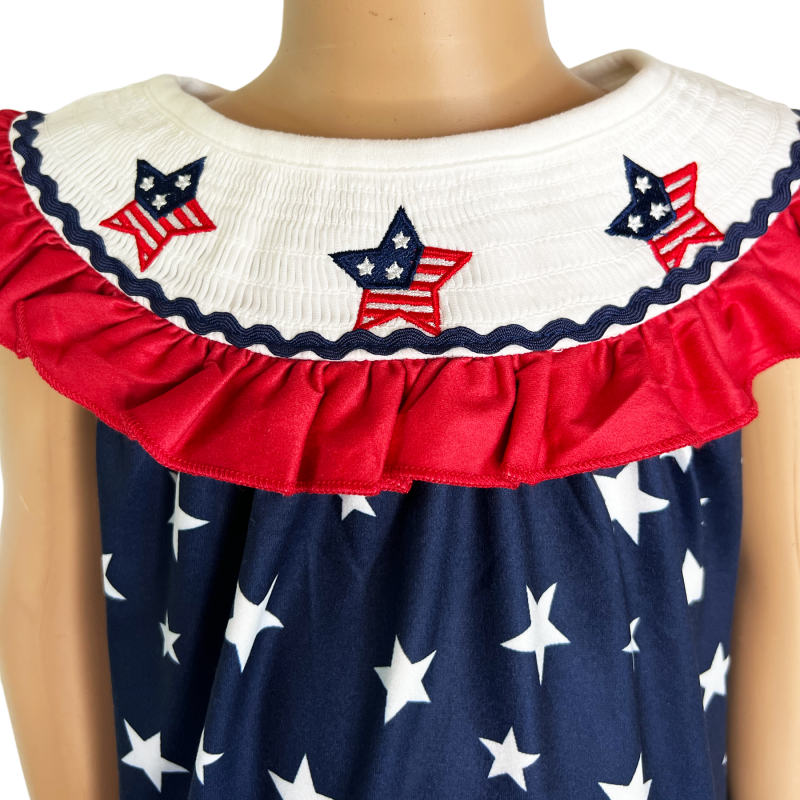 Girls 4Th Of July Smocked Patriotic Tunic & Shorts Outfit