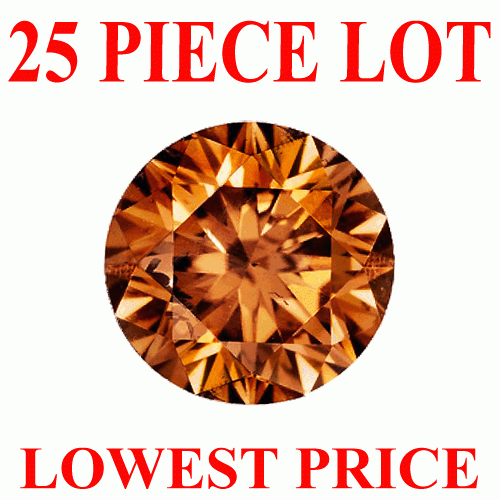 1 Mm Round Cognac Red Diamond 25 Pc Lot Si Clarity