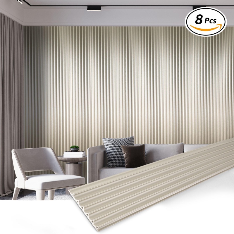 Art3d 104'' x 6.3'' Slat Wall Paneling, 8-Pack
