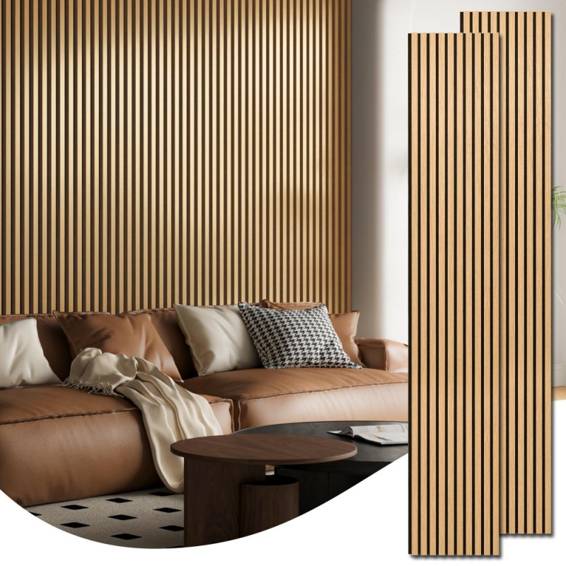 A31411ro-Art3d 16''X104'' Wood Slat Wall Paneling For Interior And Ceiling Decoration,Pack Of 2,Red Oak