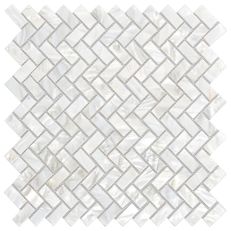 White Mother Of Pearl Mop Shell Tile For Shower Wall, 12" X 12"