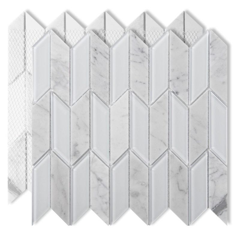 A23632-Art3d 11.8''X11.2'' Herringbone Mosaic Wall Tile,Decorative Glass Tile,Pack Of 5
