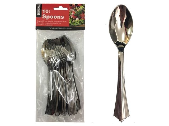 96 Pieces Disposable Silver Spoons - Disposable Cutlery