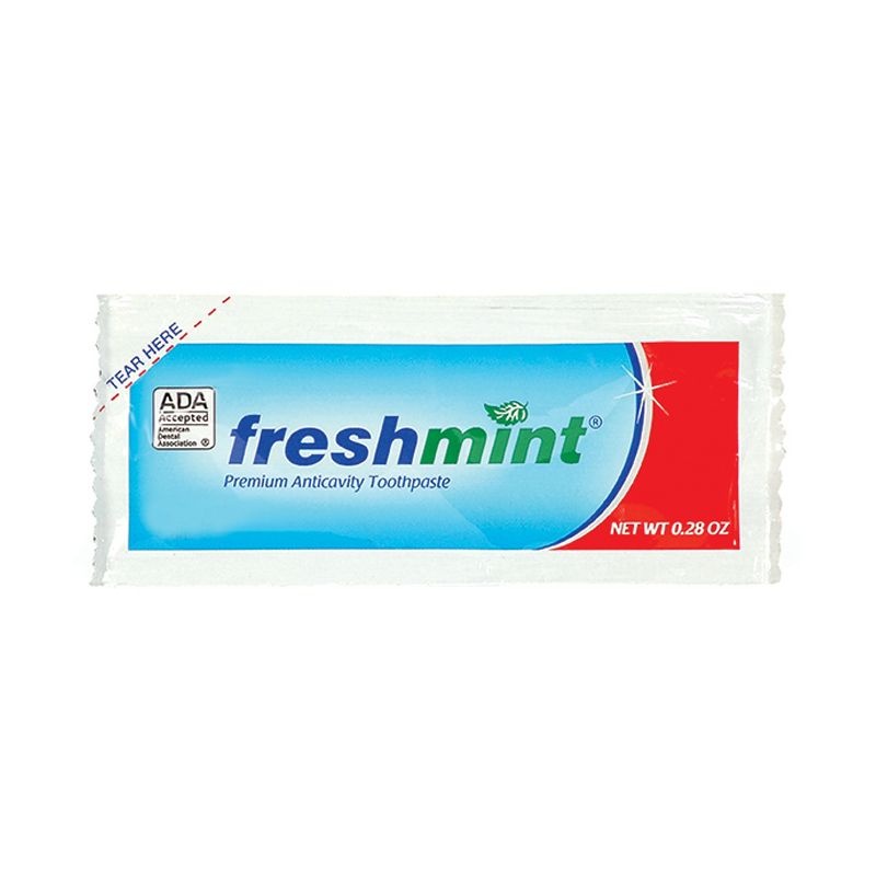 250 Pieces Freshmint Single Use Premium Anticavity Fluoride Toothpaste Packet (Ada Approved) 0.28 Oz. - Toothbrushes And Toothpaste