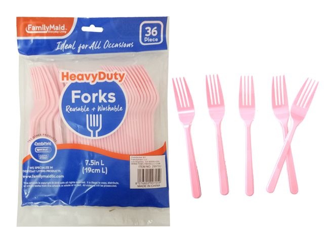 48 Pieces 36 Piece Baby Pink Color Forks - Party Paper Goods