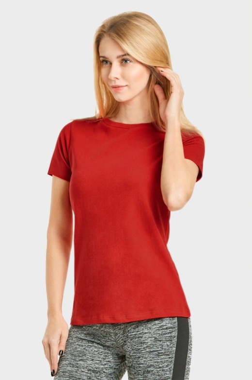 24 Pieces Ladies Classic Fit Crew Neck T-Shirt In Red - Women's T-Shirts