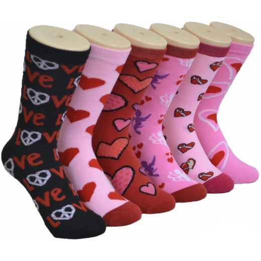 360 Pairs Women's Love Print Crew Socks - Wholesale Crew Socks for Women