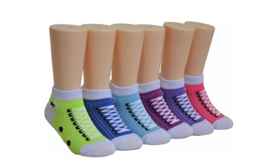 480 Pieces Girl's Novelty Low Cut Socks Sneaker Print - Girls Ankle Sock
