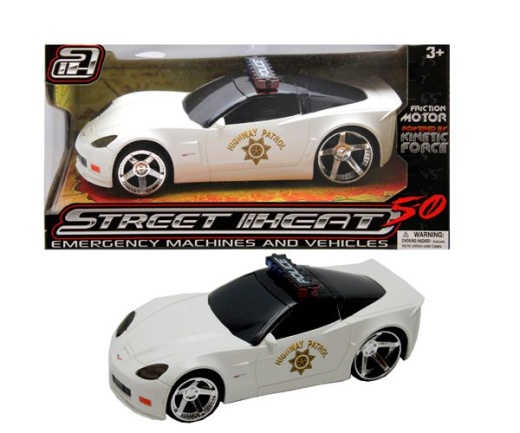 12 Pieces Street Heat Police Corvette White - Car, Planes, Trains & Bikes