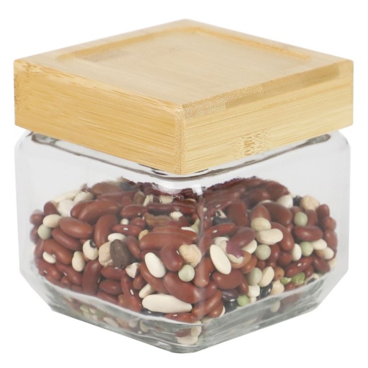 12 Pieces Home Basics Square Glass Canister with Bamboo Lid - Storage & Organization