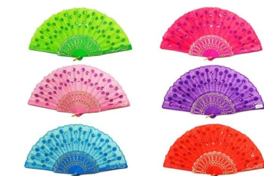 72 Pieces Folding Fan Sequin - Novelty Toys