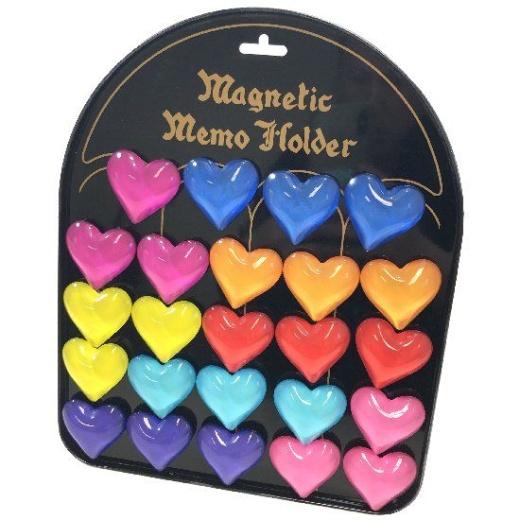24 Pieces Glass Magnet Heart With Display Board - Refrigerator Magnets