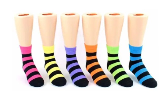 72 Pieces Keds Crew Socks Stripes - Girls Crew Socks