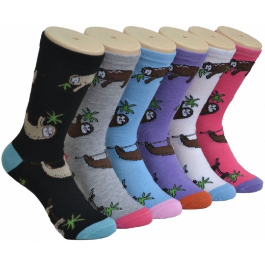 360 Pairs Ladies Monkey Printed Crew Socks Size 9-11 - Womens Crew Sock