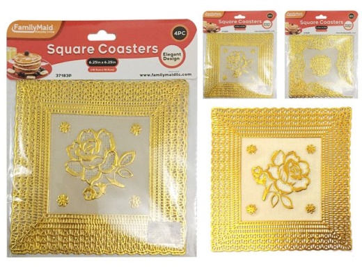 144 Pieces Square Coasters in Gold