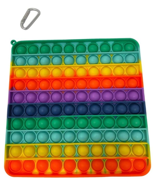 12 Pieces Rainbow Square Push Pop - Fidget Spinners