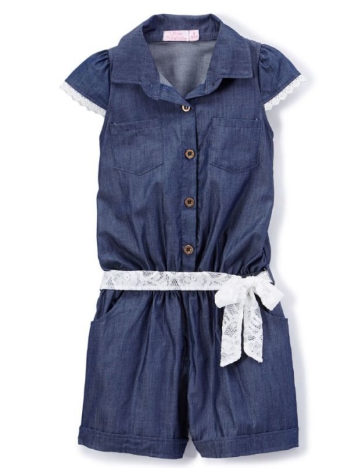 6 Pieces Girls' Denim Romper In Size 5-6X - Girls Dresses And Romper Sets