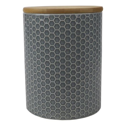 12 Pieces Home Basics Honeycomb Medium Ceramic Canister, Grey - Storage & Organization