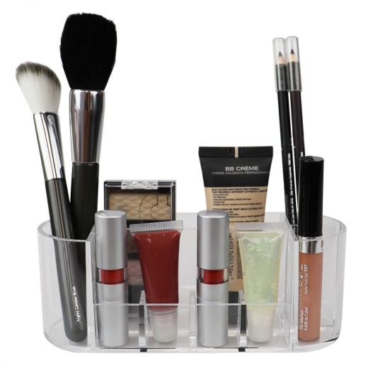 48 Pieces Home Basics Oval Plastic Cosmetic Organizer, Clear