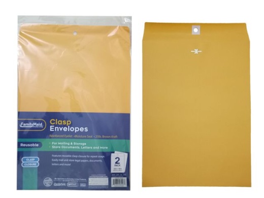 72 Packs 2Pc Clasp Envelopes - 12" x 15" Size
