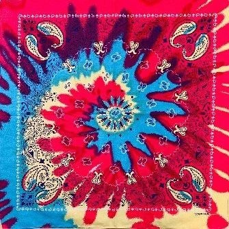 24 Pieces Bandana-Pink Yellow Blue Paisley Tie Dye - Bandanas